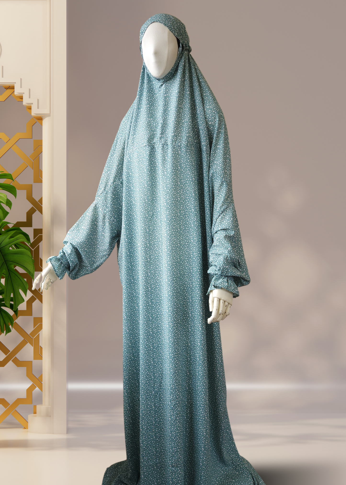 One-Piece Salah Dress Printed Soft Crepe - Khushu Modest Wear