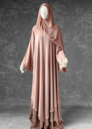 Dubai three Layered Abaya Luxury Premium Chiffon - Khushu Modest Wear