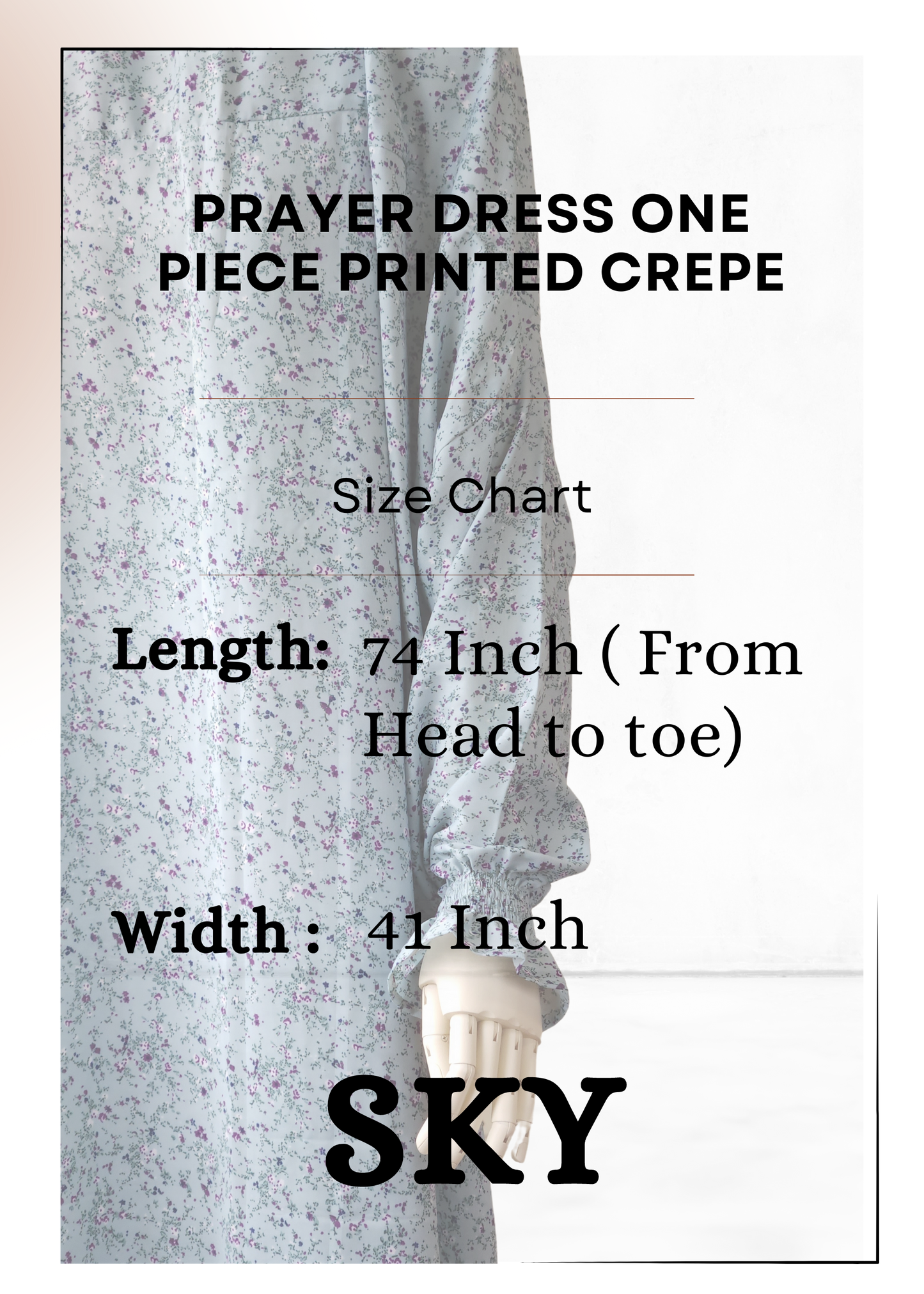 One-Piece Salah Dress Printed Soft Crepe - Khushu Modest Wear