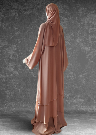 Dubai three Layered Abaya Luxury Premium Chiffon - Khushu Modest Wear