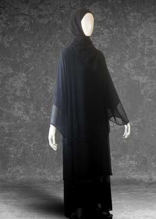 Triple Layered Elegant Chiffon Abaya- Layl Abaya - Khushu Modest Wear