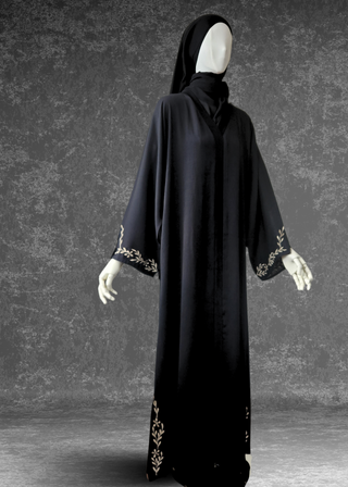 Black Abaya With Embroidery Work - Khushu Modest Wear