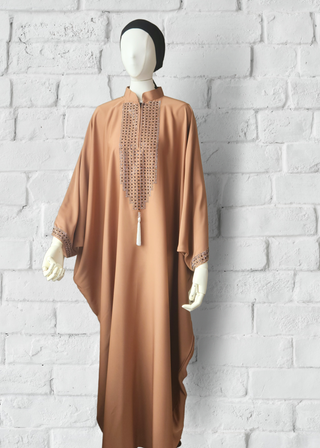 Batwing Abaya Farasha Dress with Embroidery - Khushu Modest Wear