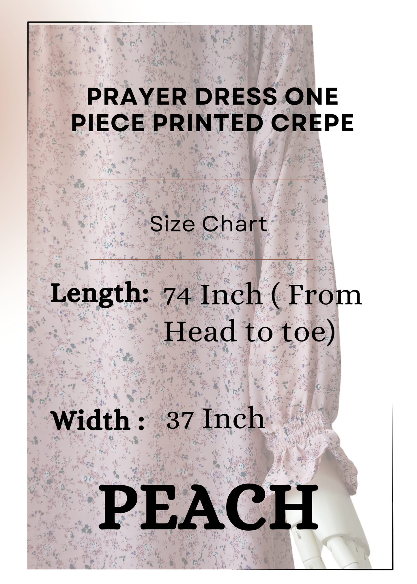 One-Piece Salah Dress Printed Soft Crepe - Khushu Modest Wear