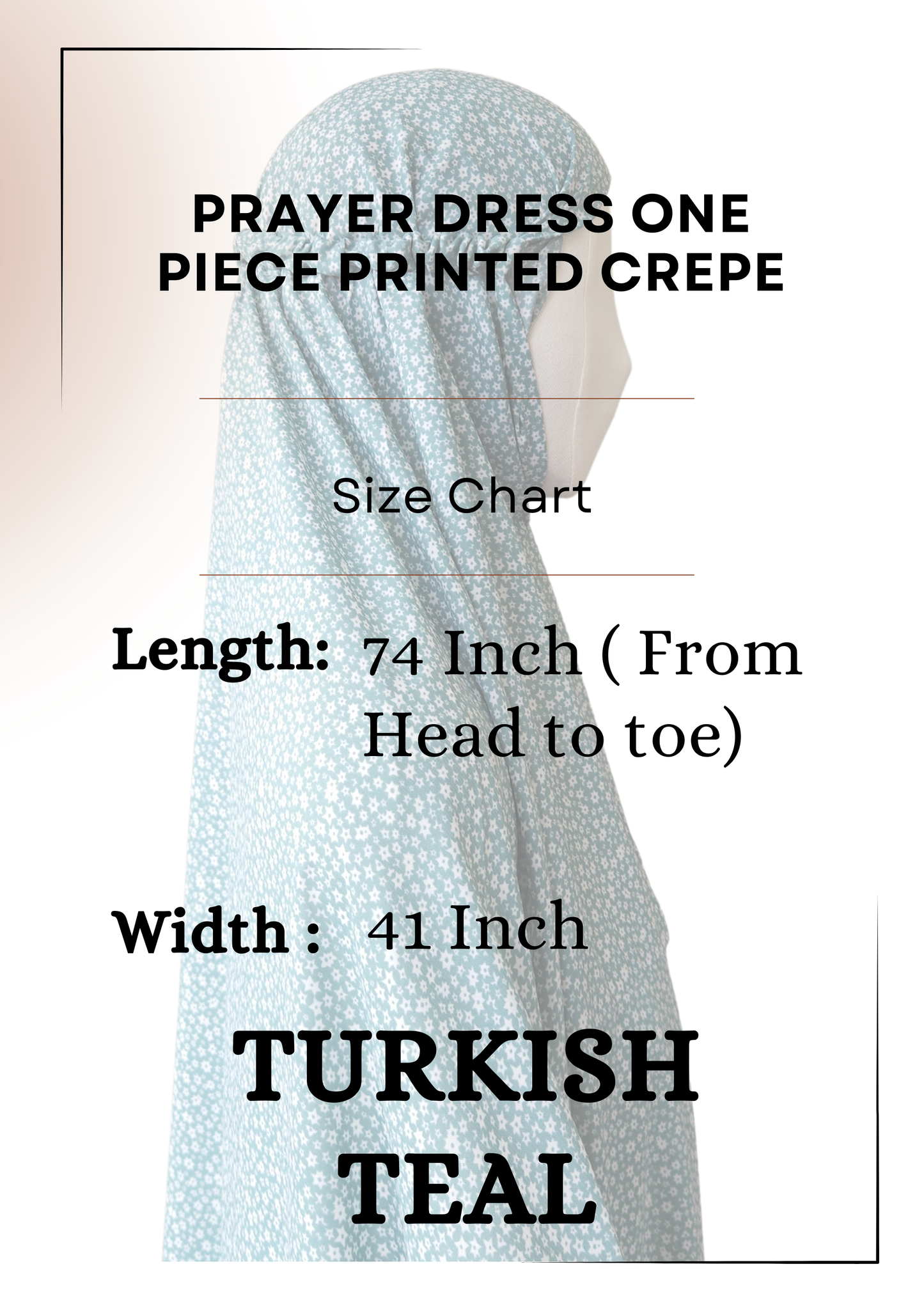 One-Piece Salah Dress Printed Soft Crepe - Khushu Modest Wear