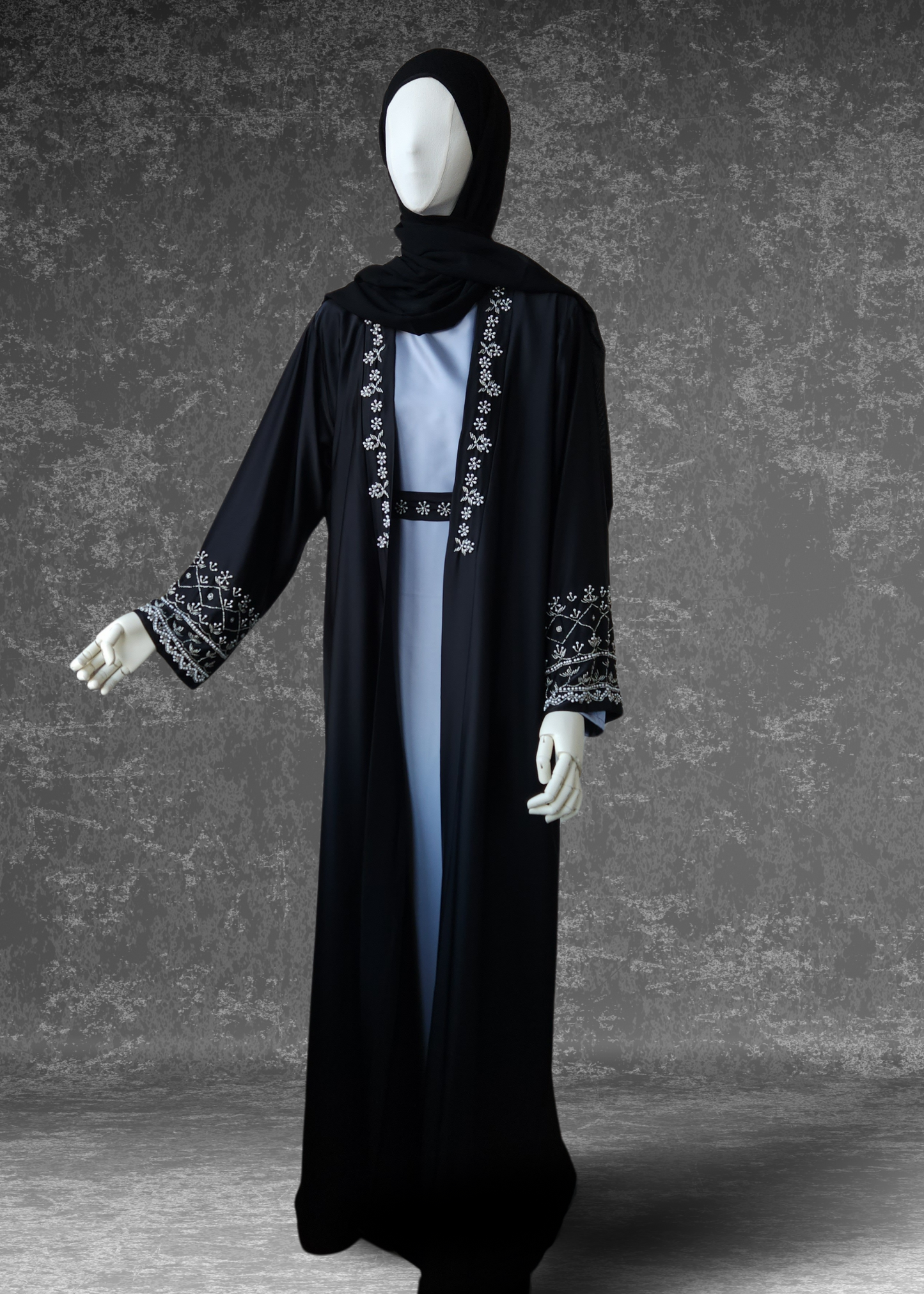 Dubai Armani Silk 4 Piece Abaya Set-Huda Series - Khushu Modest Wear