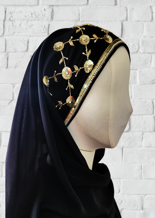 Exquisite Hand-Embroidered Zardozi Hijab - Khushu Modest Wear
