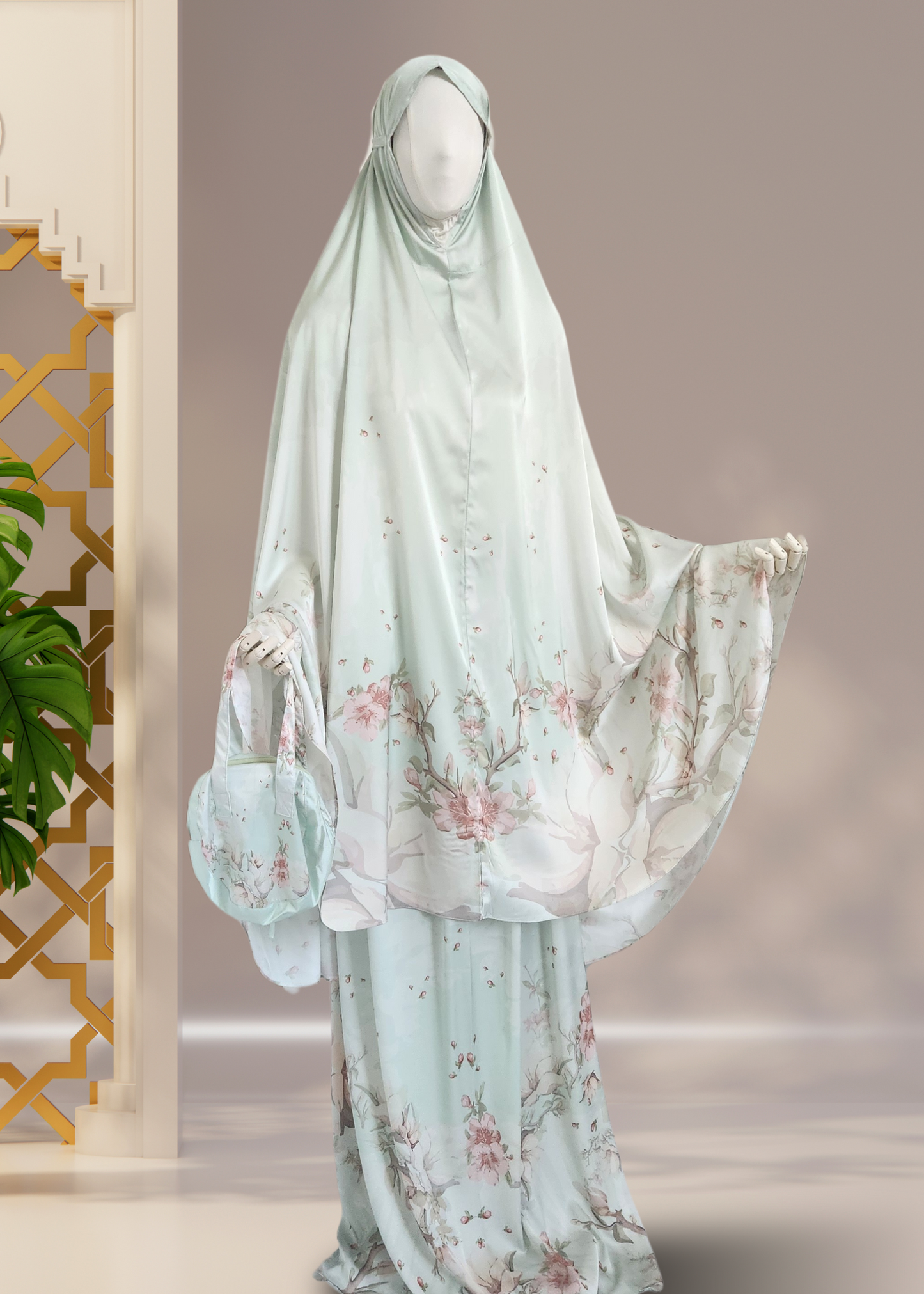 4-Piece Luxury Silk Women's Islamic Prayer/Salah Set - Khushu Modest Wear