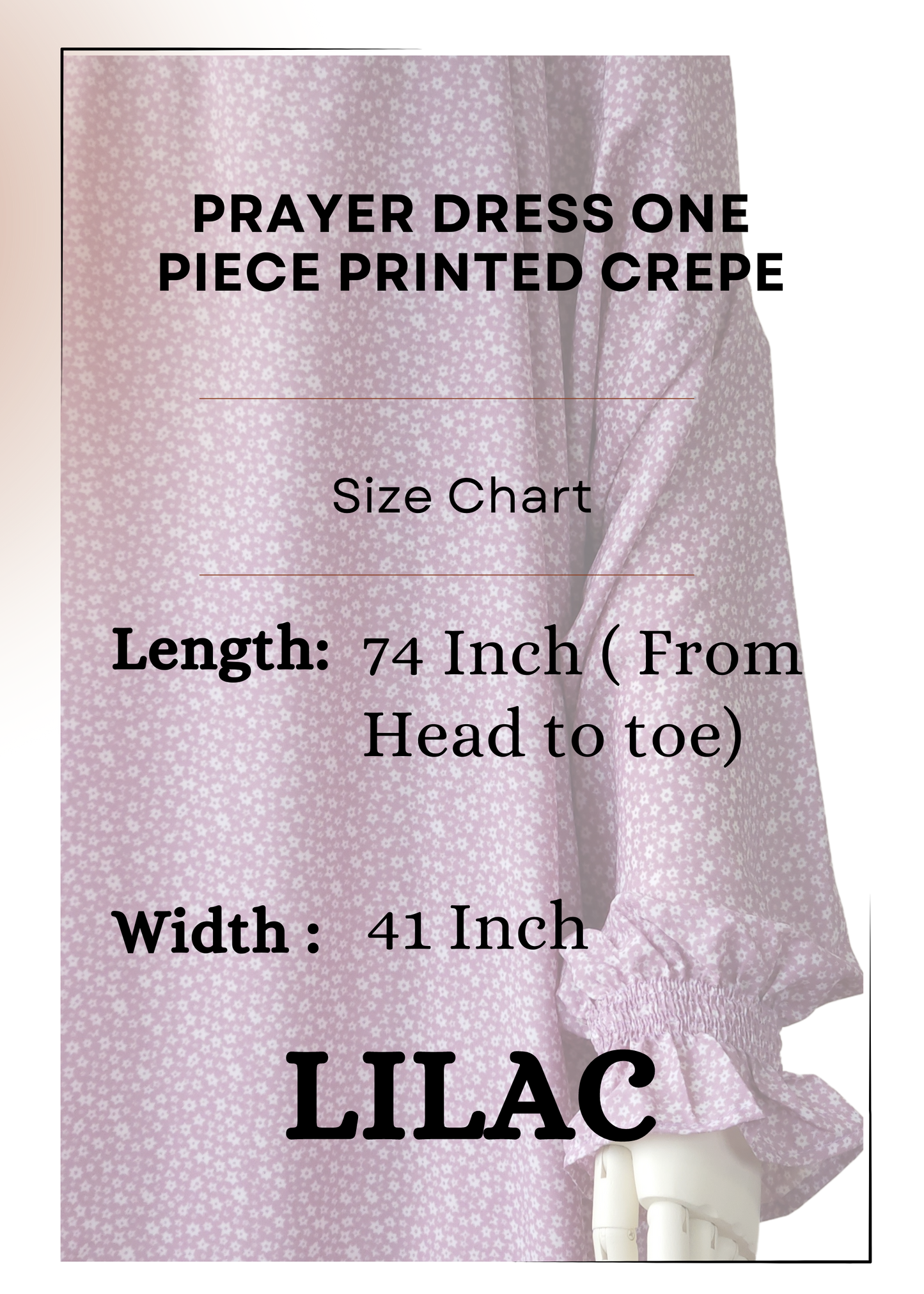 One-Piece Salah Dress Printed Soft Crepe - Khushu Modest Wear