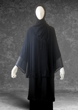 Triple Layered Elegant Chiffon Abaya- Layl Abaya - Khushu Modest Wear