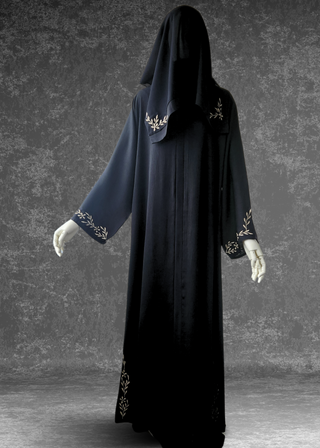 Black Abaya With Embroidery Work - Khushu Modest Wear