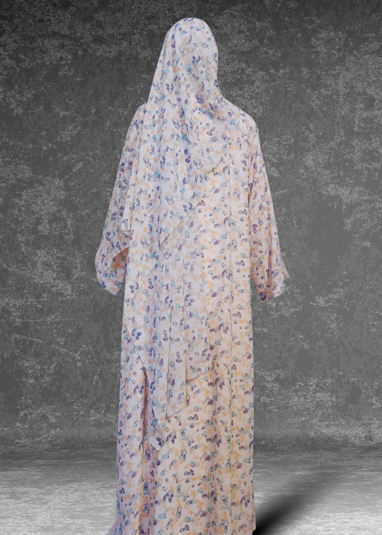Mosaic Dream Abaya| Fully Lined Premium Chiffon Open Abaya