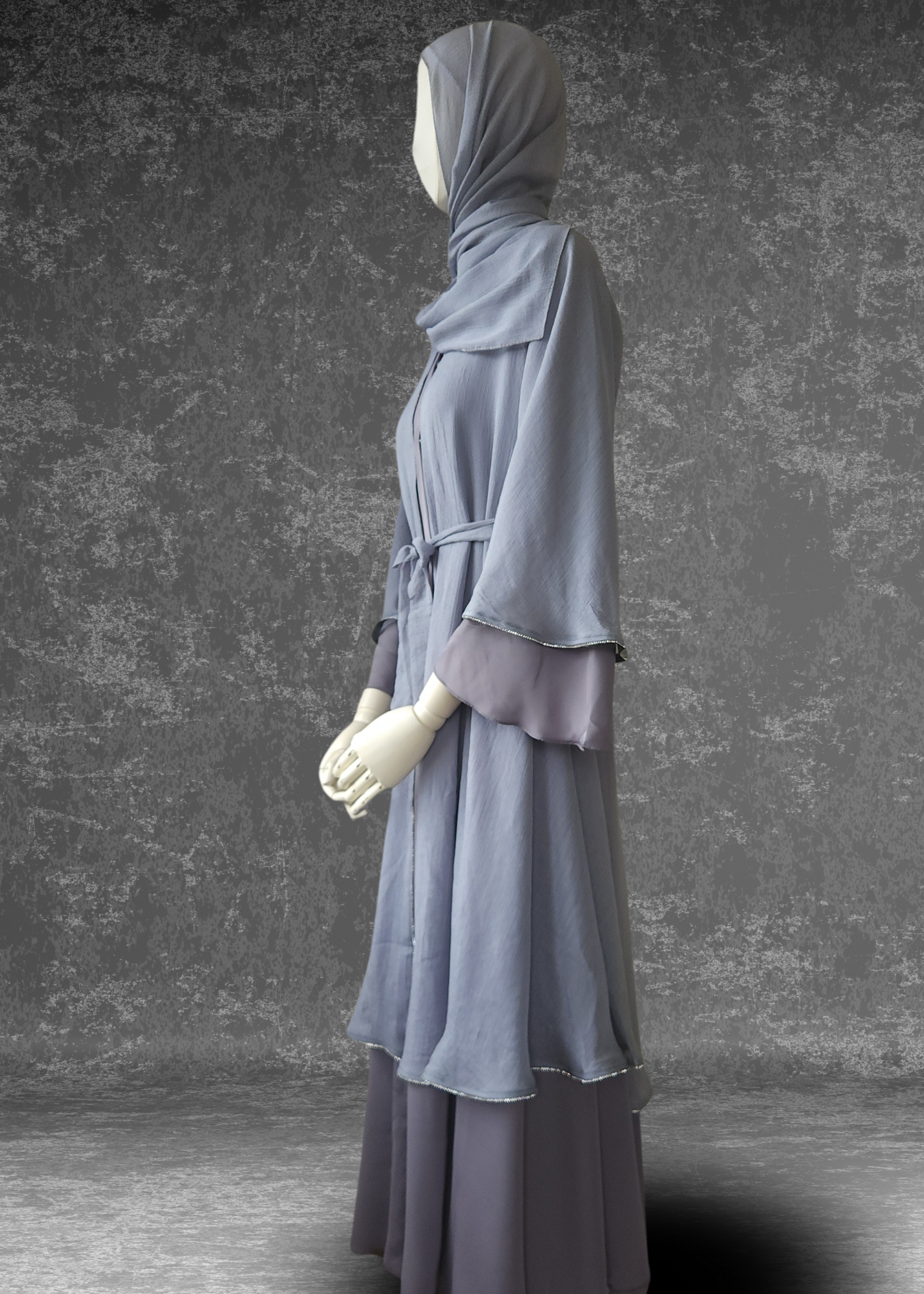 Flared Two-Layered Metallic chiffon Abaya