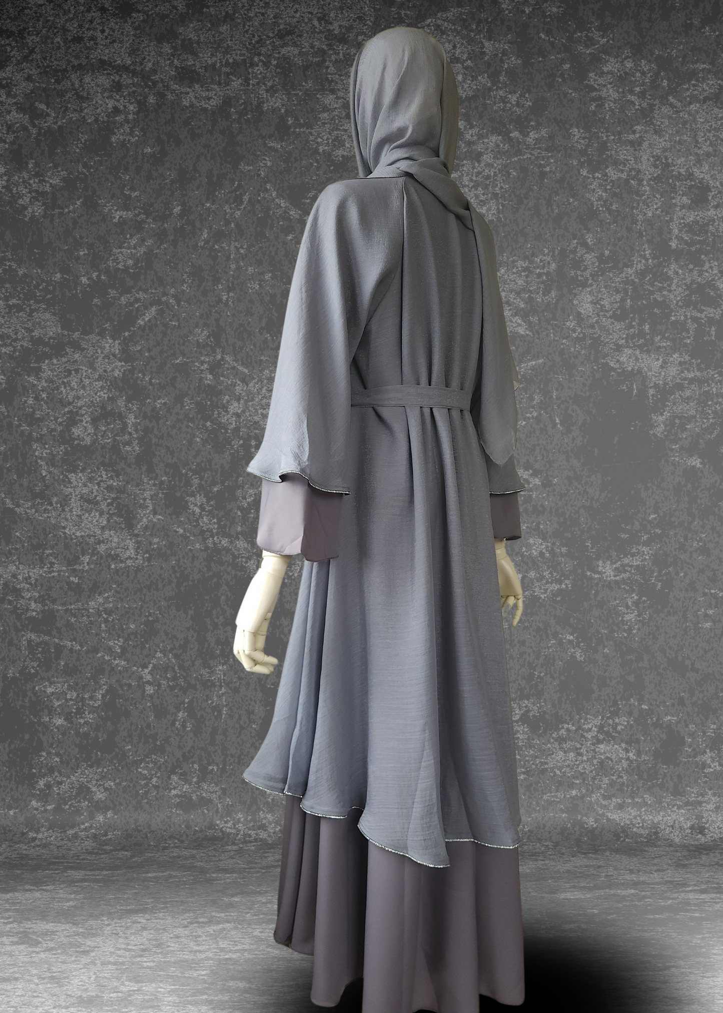 Flared Two-Layered Metallic chiffon Abaya