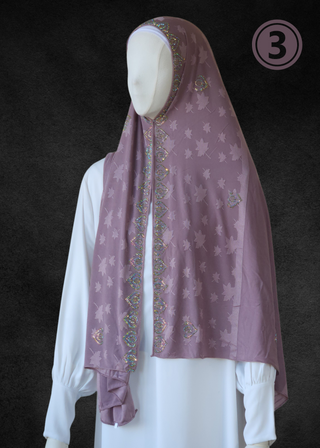 Jacquard Jersey Ultra Soft Self-Embossed Leaves Stretchable Hijabs - Khushu Modest Wear