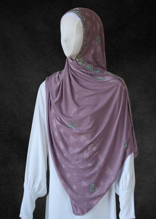 Jacquard Jersey Ultra Soft Self-Embossed Leaves Stretchable Hijabs - Khushu Modest Wear