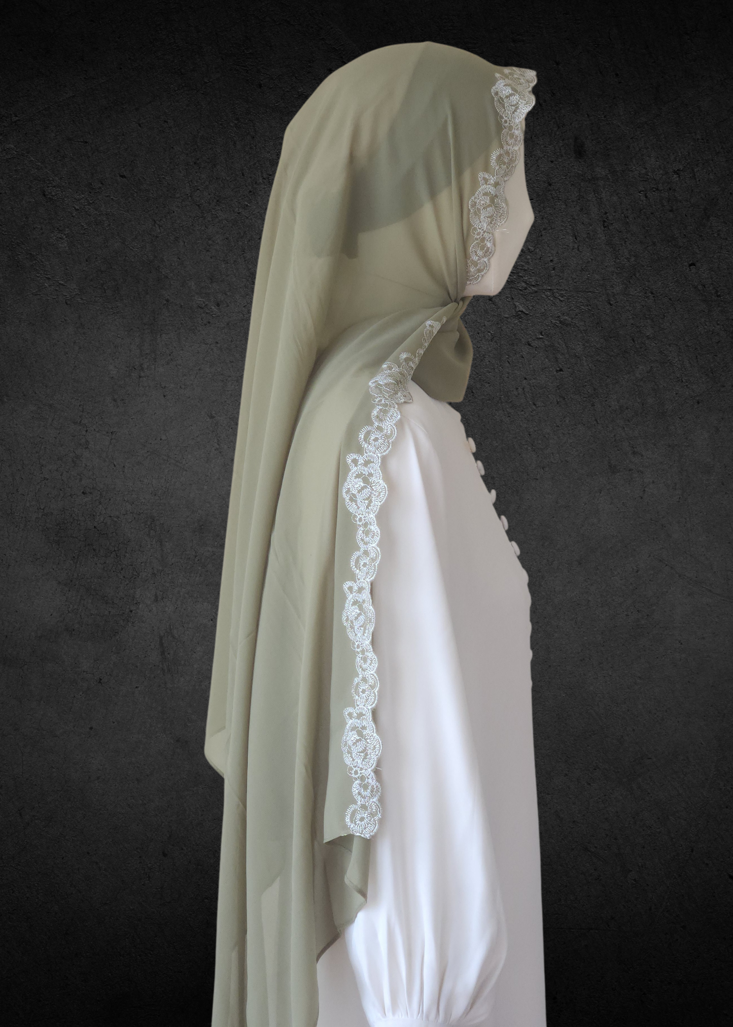 Luxe Lace Accented Chiffon Hijab - Khushu Modest Wear