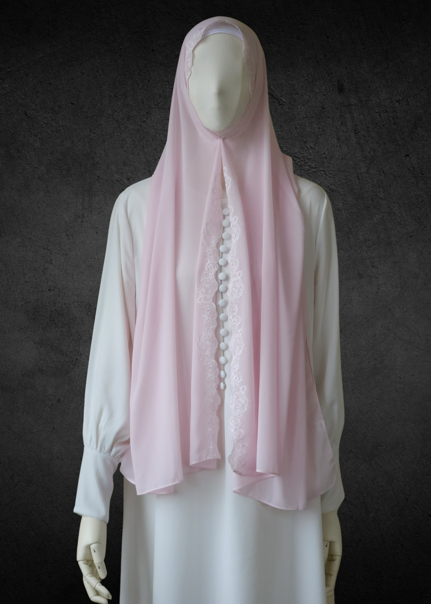Luxe Lace Accented Chiffon Hijab - Khushu Modest Wear