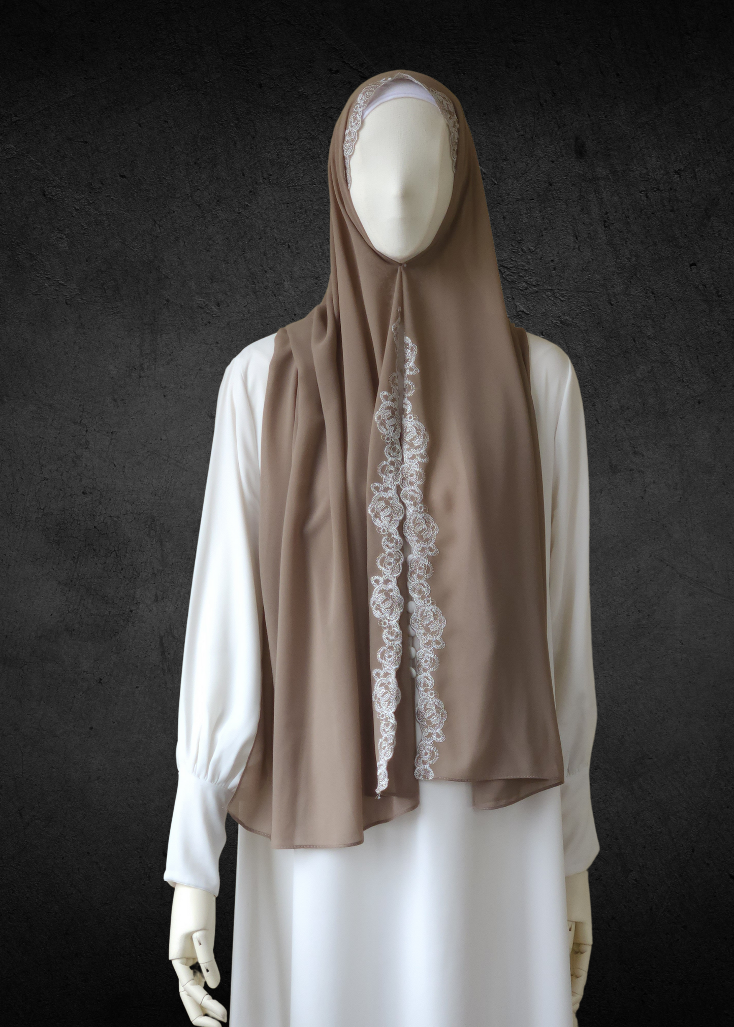 Luxe Lace Accented Chiffon Hijab - Khushu Modest Wear