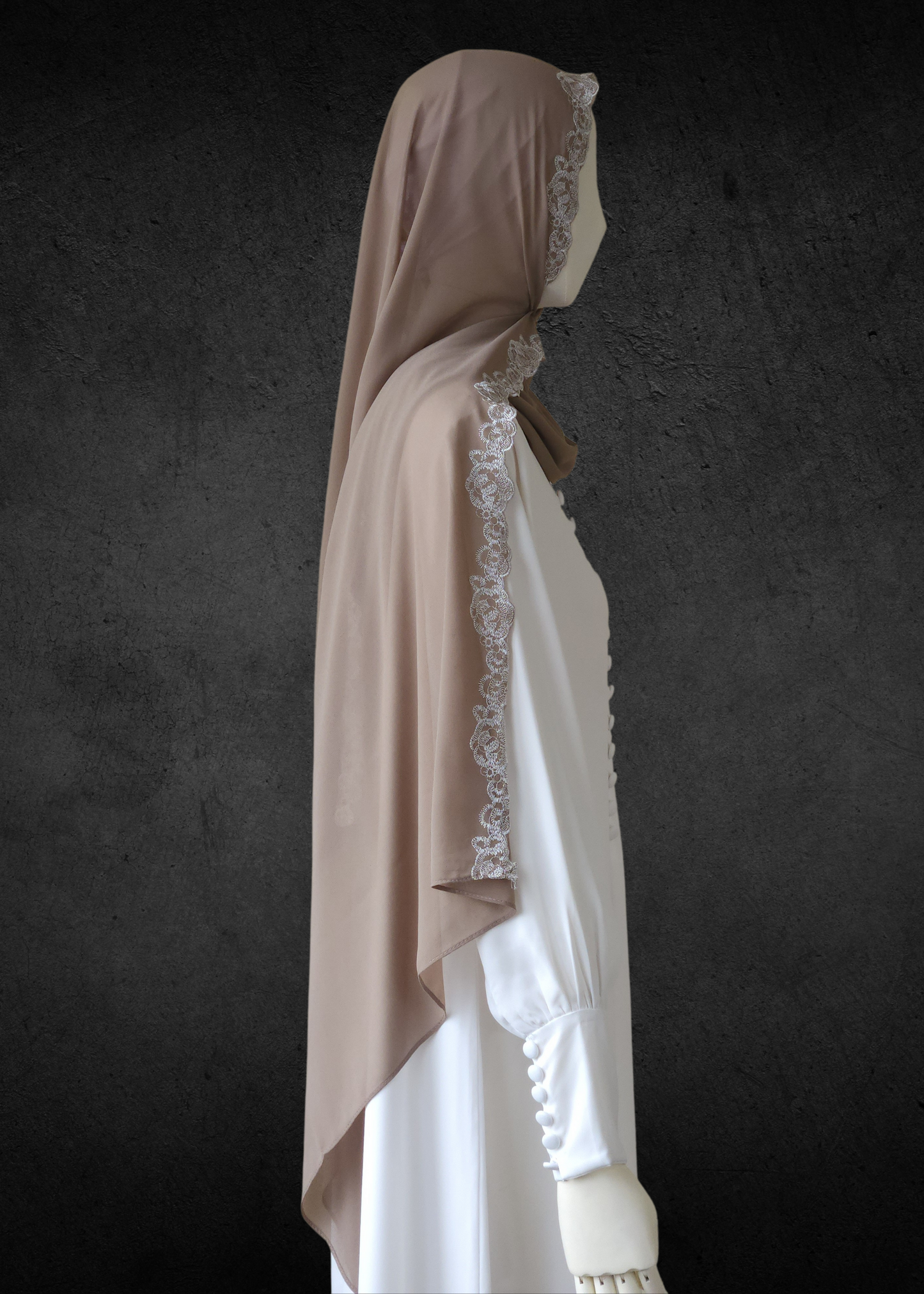 Luxe Lace Accented Chiffon Hijab - Khushu Modest Wear