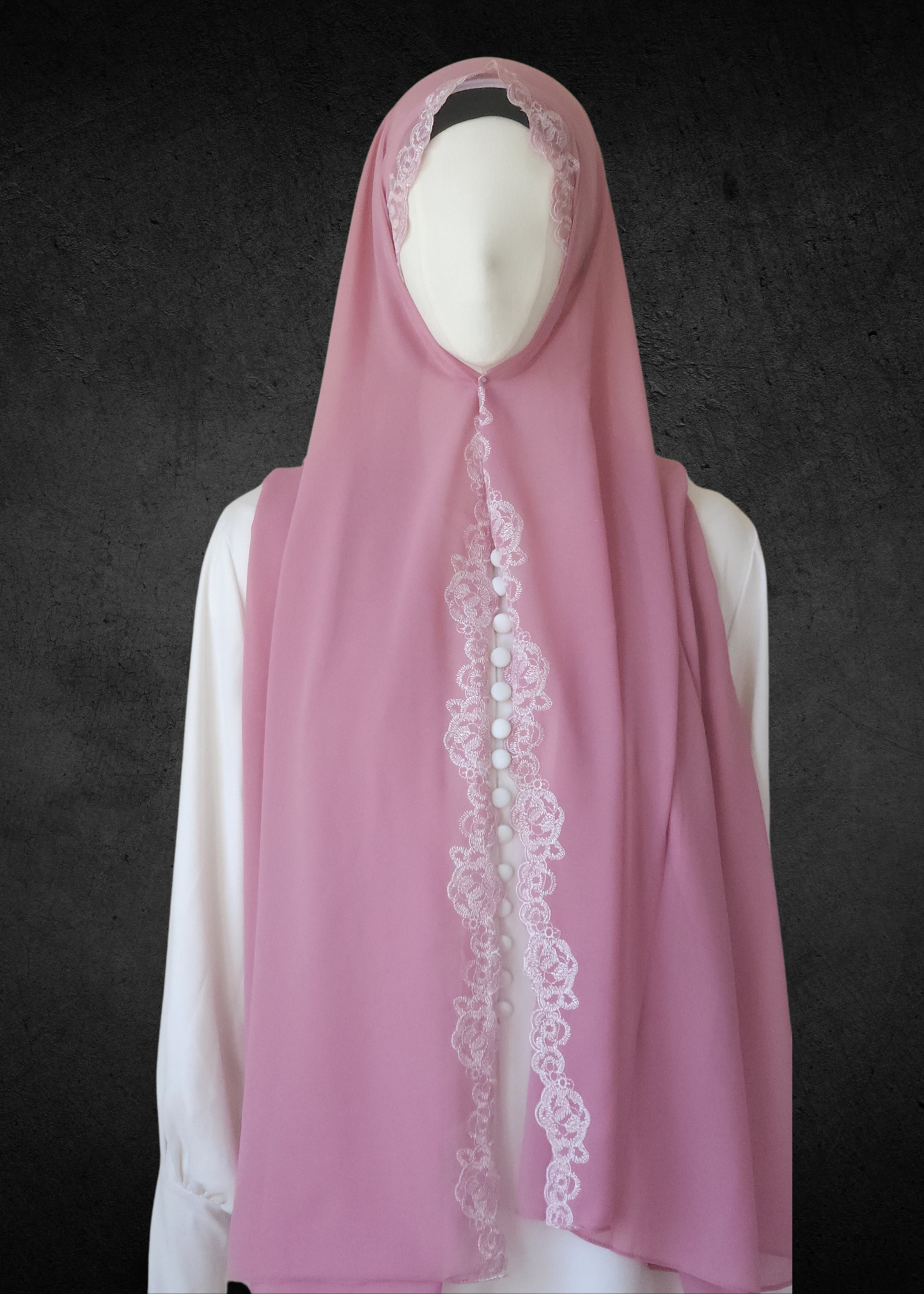 Luxe Lace Accented Chiffon Hijab - Khushu Modest Wear