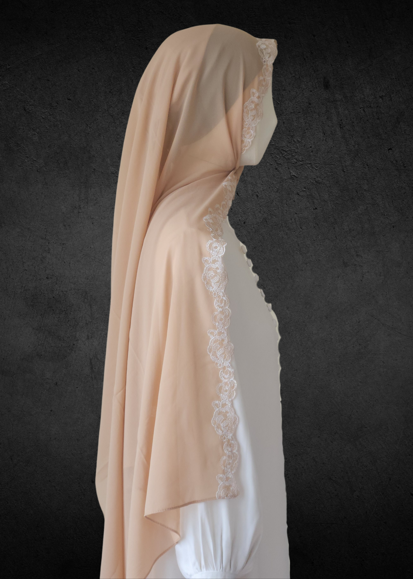 Luxe Lace Accented Chiffon Hijab - Khushu Modest Wear