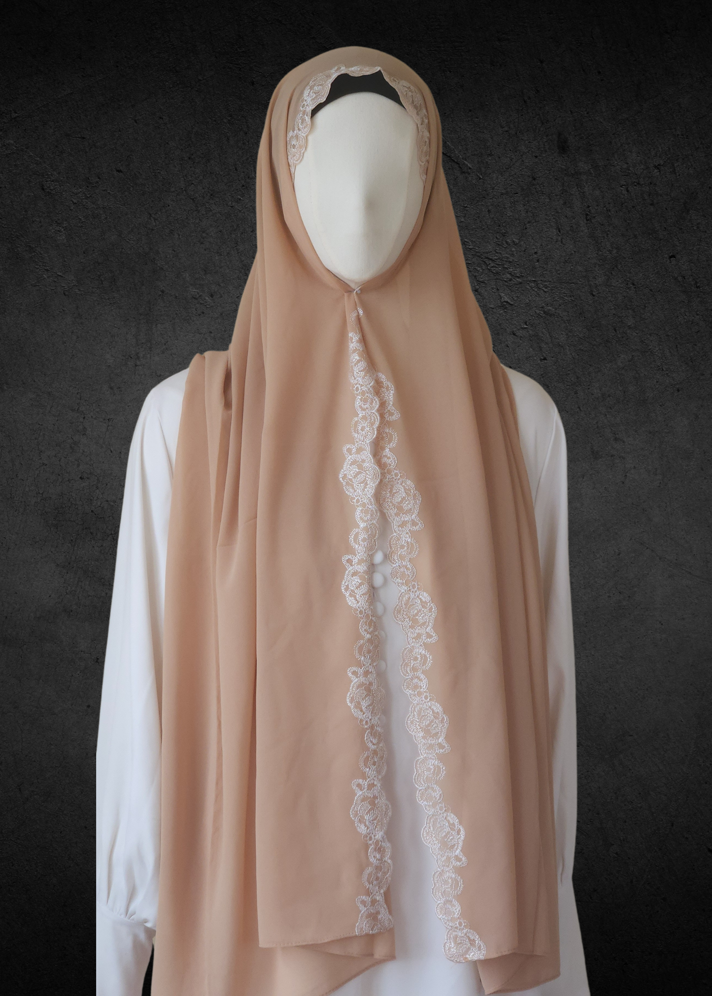 Luxe Lace Accented Chiffon Hijab - Khushu Modest Wear