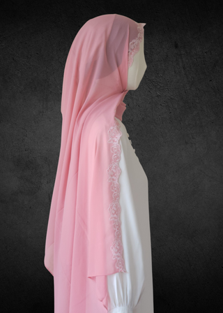 Luxe Lace Accented Chiffon Hijab - Khushu Modest Wear