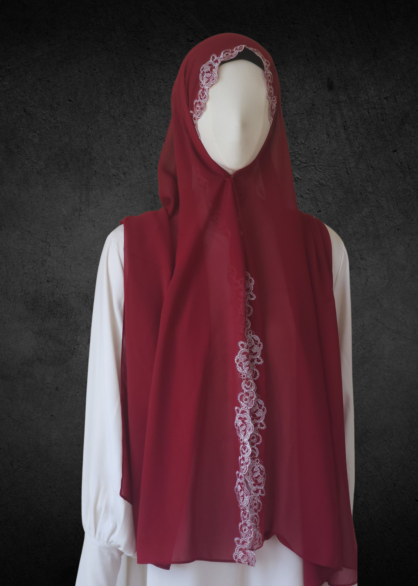 Luxe Lace Accented Chiffon Hijab - Khushu Modest Wear
