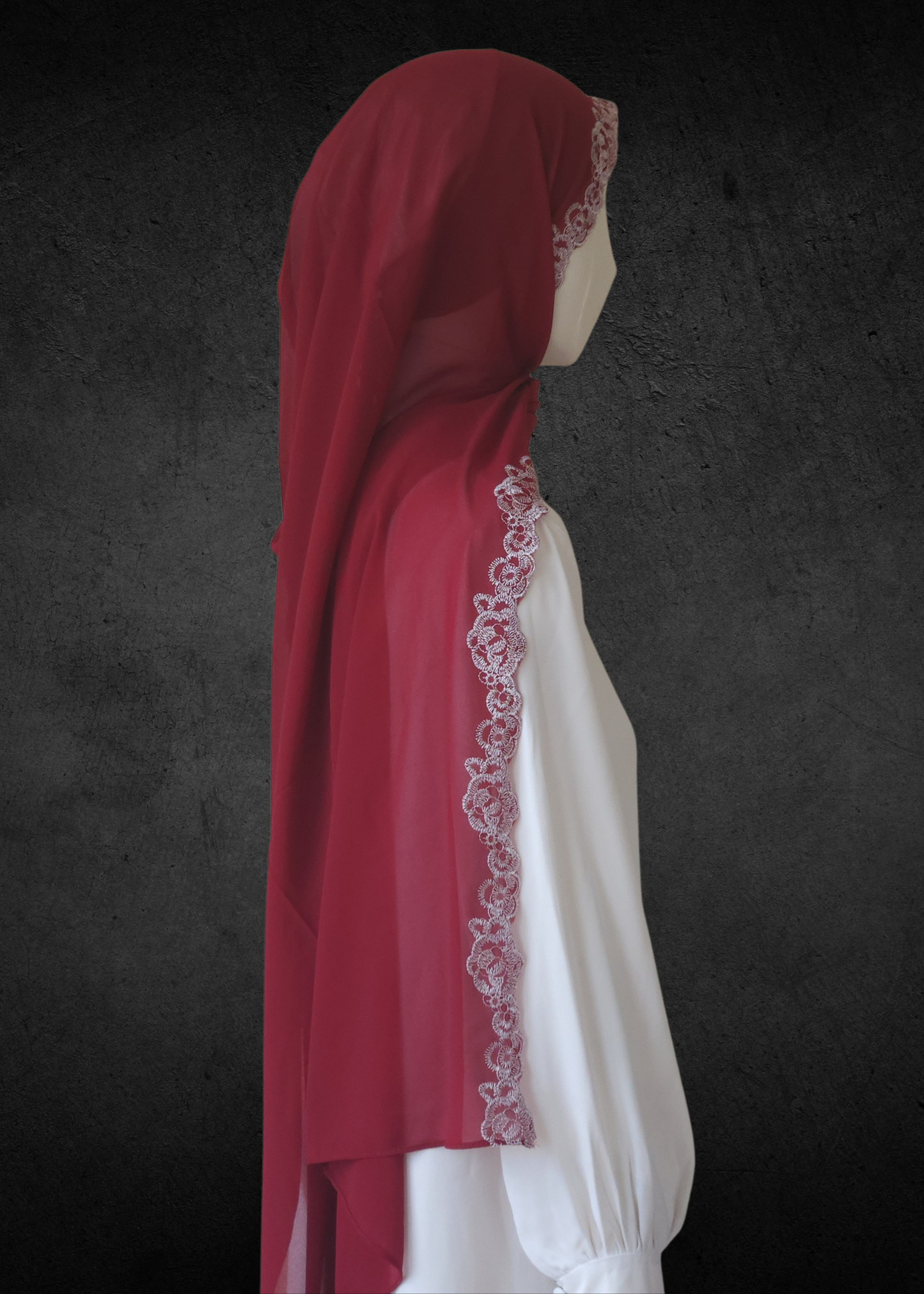 Luxe Lace Accented Chiffon Hijab - Khushu Modest Wear