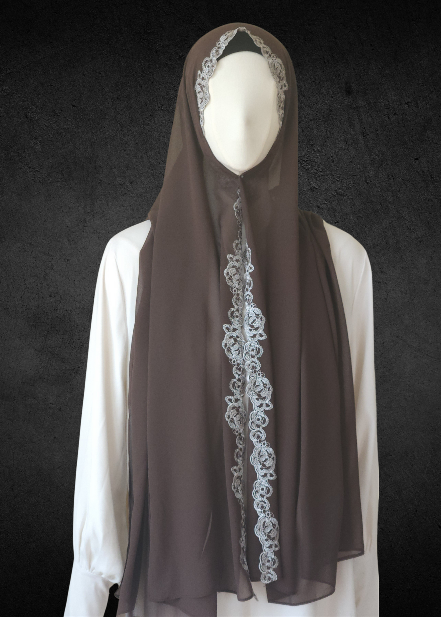 Luxe Lace Accented Chiffon Hijab - Khushu Modest Wear