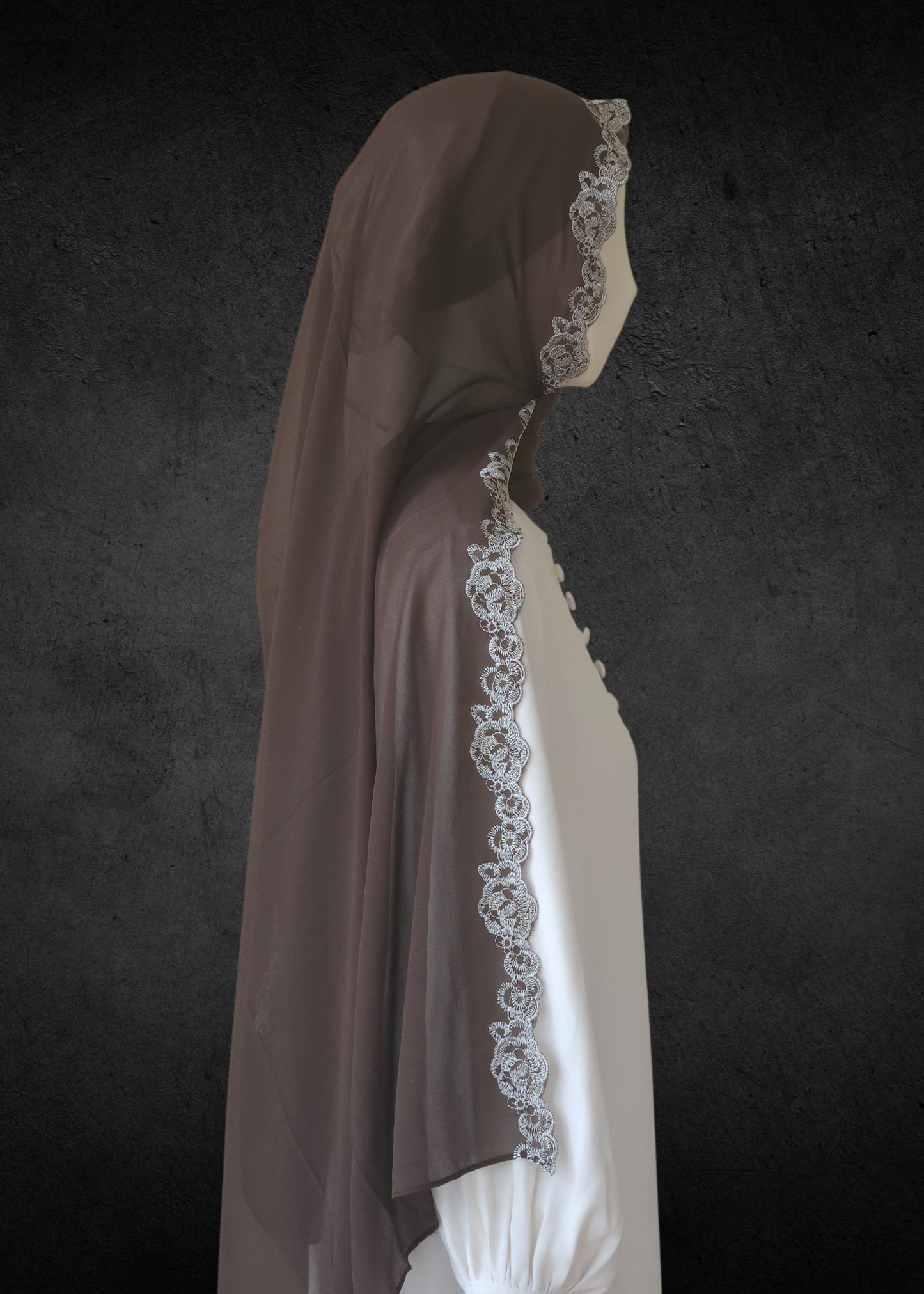 Luxe Lace Accented Chiffon Hijab - Khushu Modest Wear