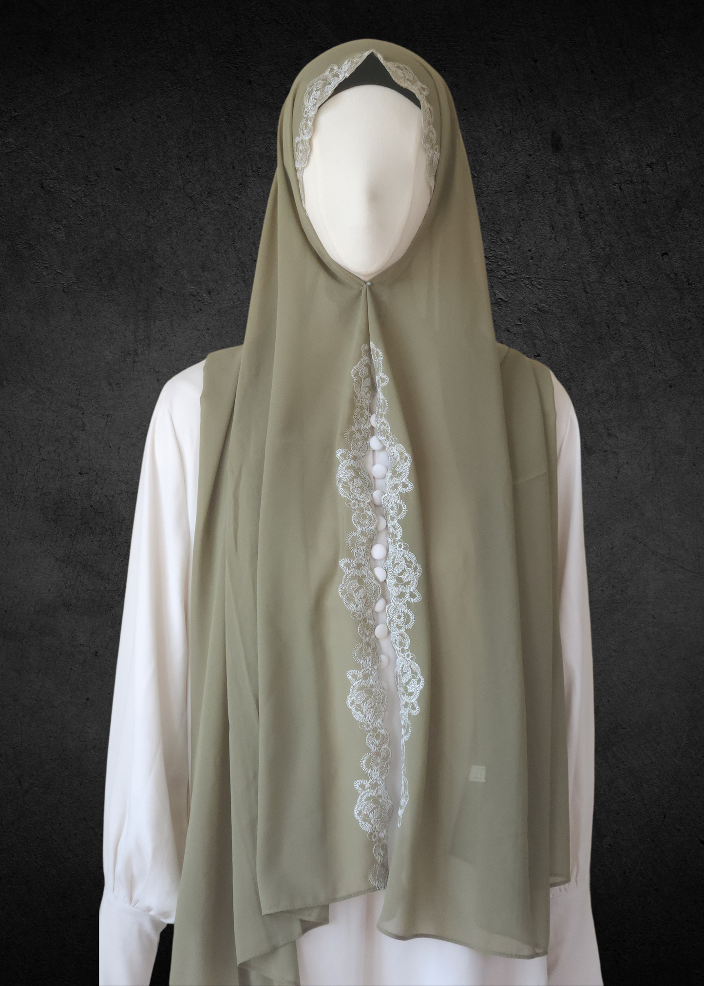 Luxe Lace Accented Chiffon Hijab - Khushu Modest Wear