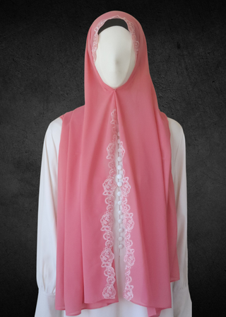 Luxe Lace Accented Chiffon Hijab - Khushu Modest Wear