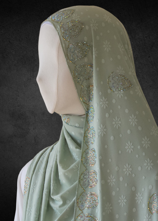 Self-Embossed Floral Jacquard Jersey-Soft Hijabs. - Khushu Modest Wear