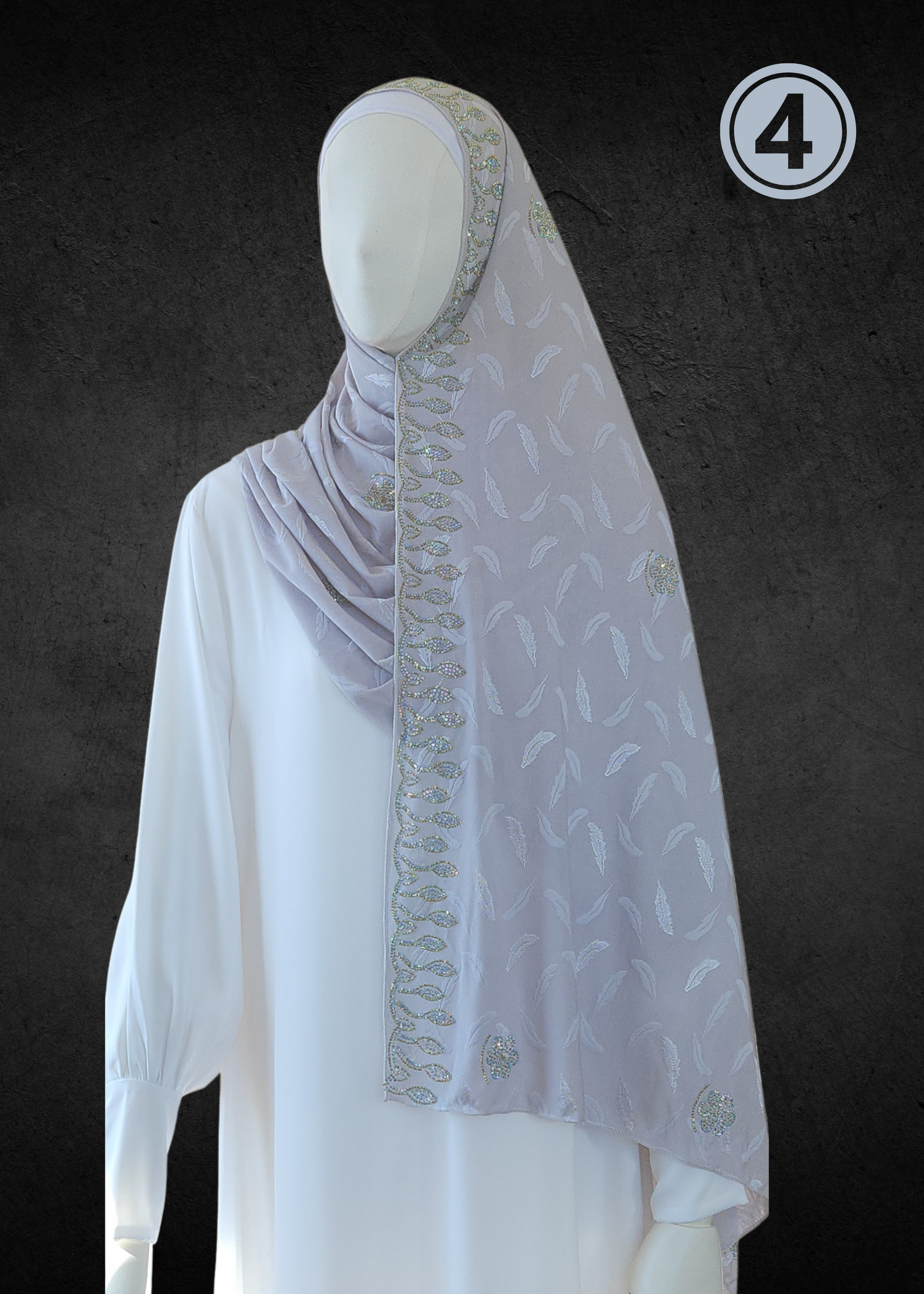 Soft Jacquard Jersey Self-Embossed Feather Stretchable Hijabs - Khushu Modest Wear