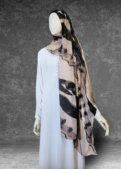 Midnight Marble | Abstract Print Premium Soft Chiffon Hijab