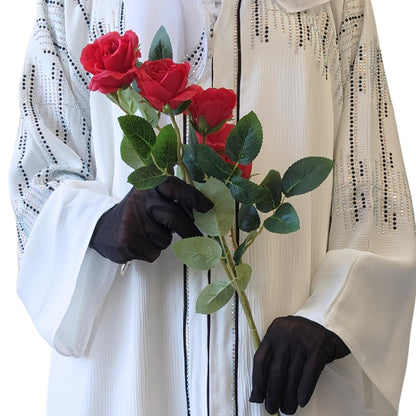 Noor The White Abaya/ Eid Abaya/ Party Wear Abaya. - Khushu Modest Wear