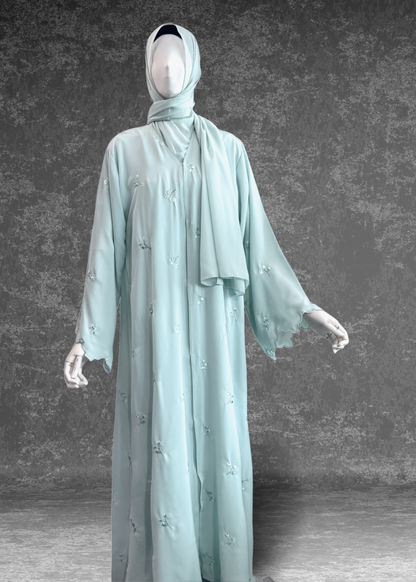 ❄️ Aqua Mint Abaya – Cool Tones, Soft Flow ❄️