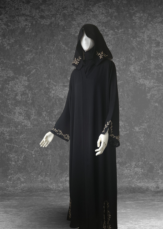 Black Abaya With Embroidery Work - Khushu Modest Wear