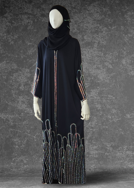 Classic Black Abaya For Ramadan Eid/ Evening Abaya - Khushu Modest Wear