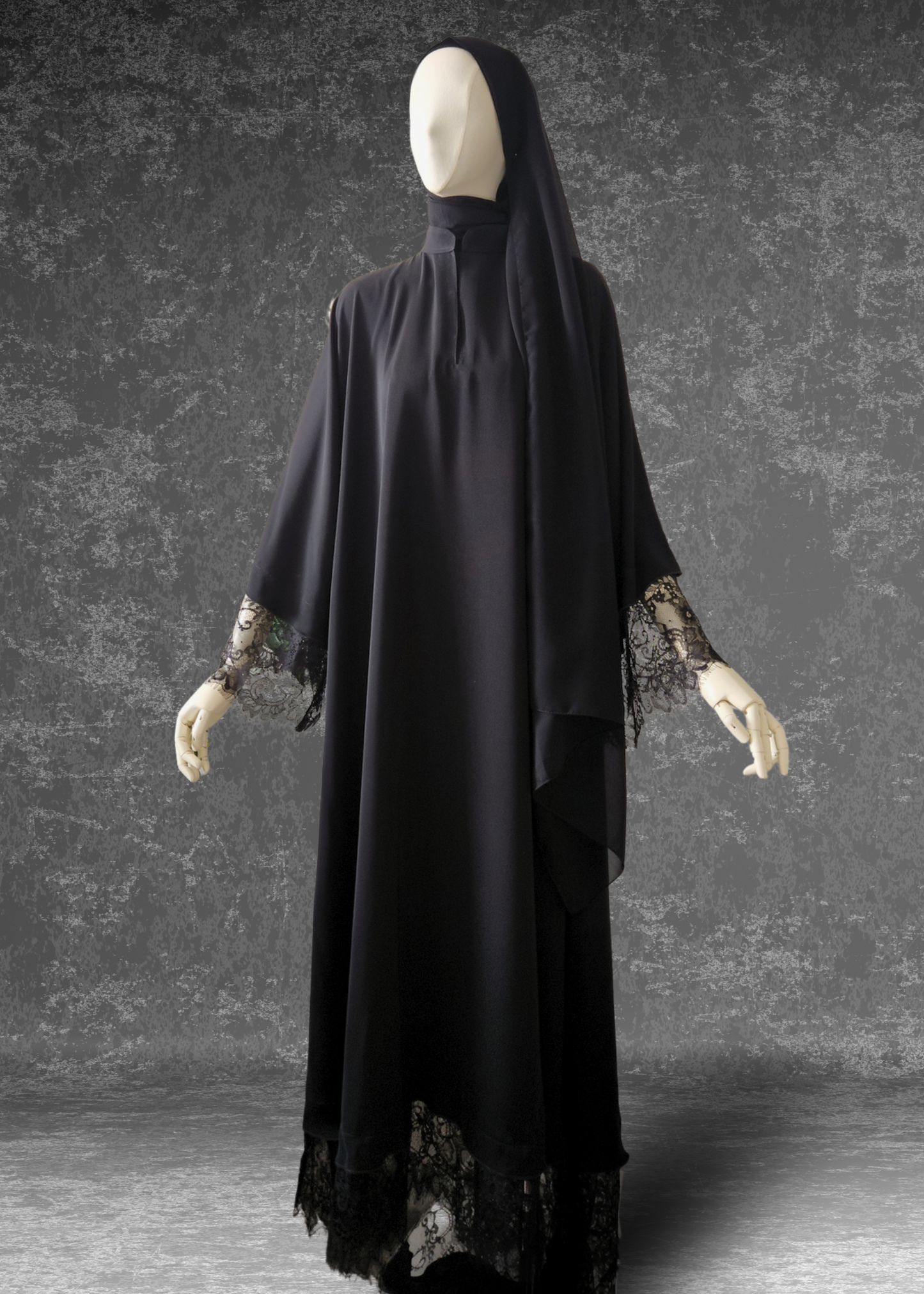 The Classic Black Lace Abaya (Front Closed)
