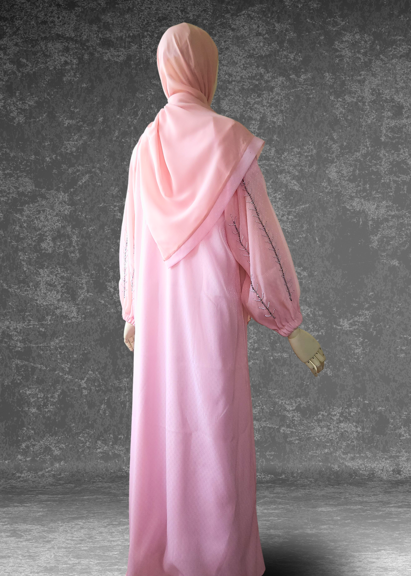 Blush Abaya with Silver Shimmer