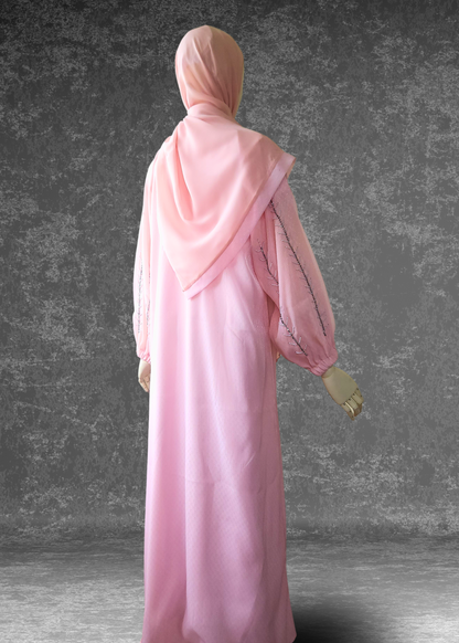 Blush Abaya with Silver Shimmer