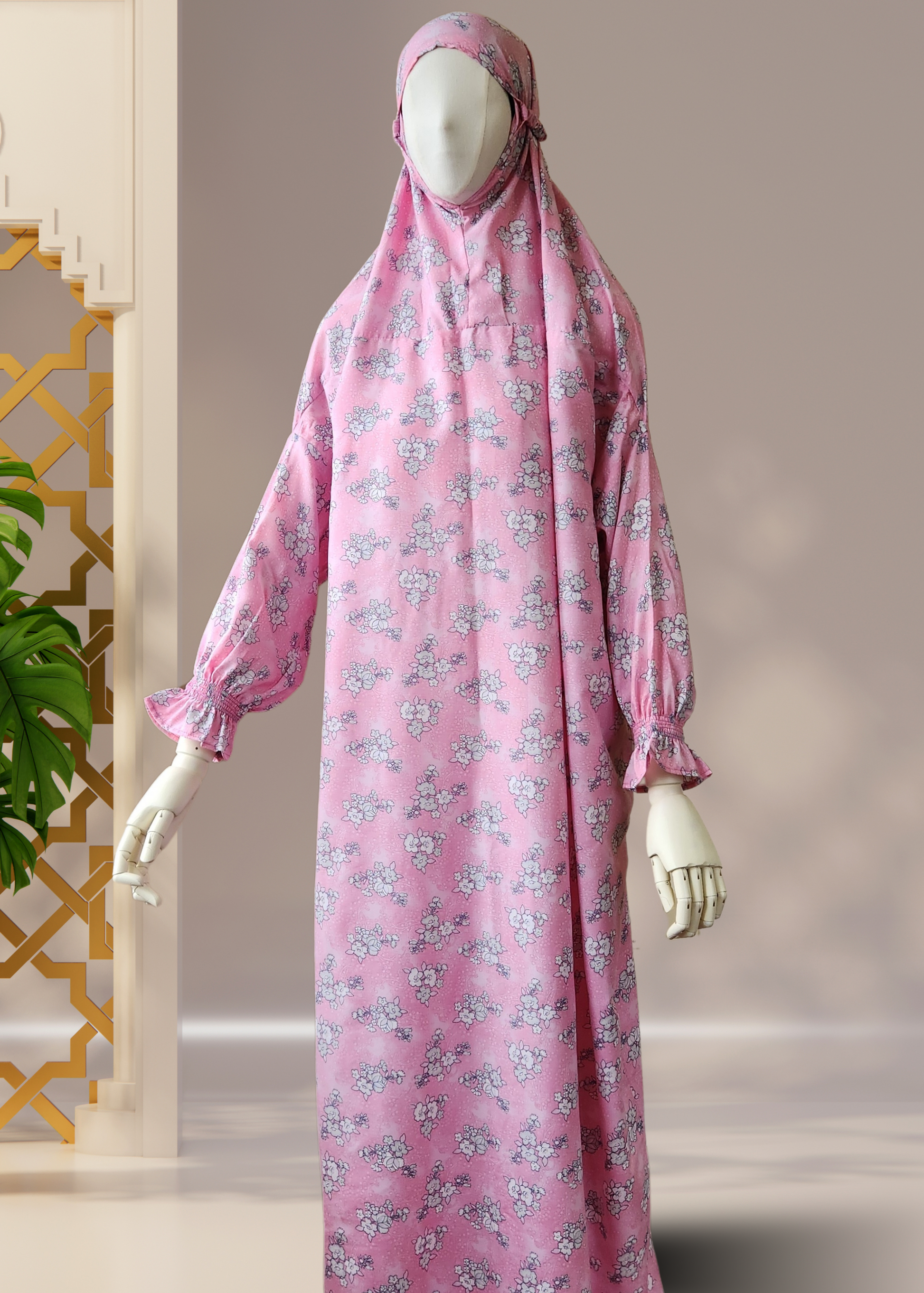 one piece prayer dress cotton Islamic Women's Simplicity One Piece Prayer Dress With Attached Hijab