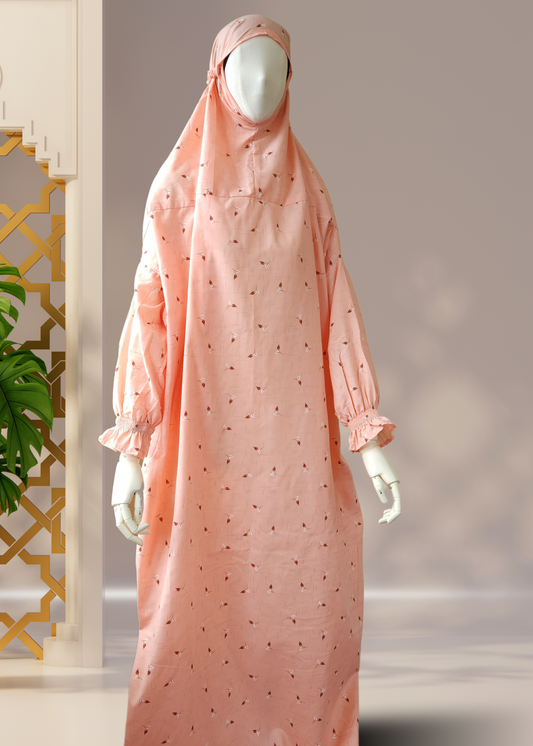 LOCCO Muslim Women's One-Piece Prayer Dress With Carry Bag - Full Coverage Hijab Clothing In 7 Colors