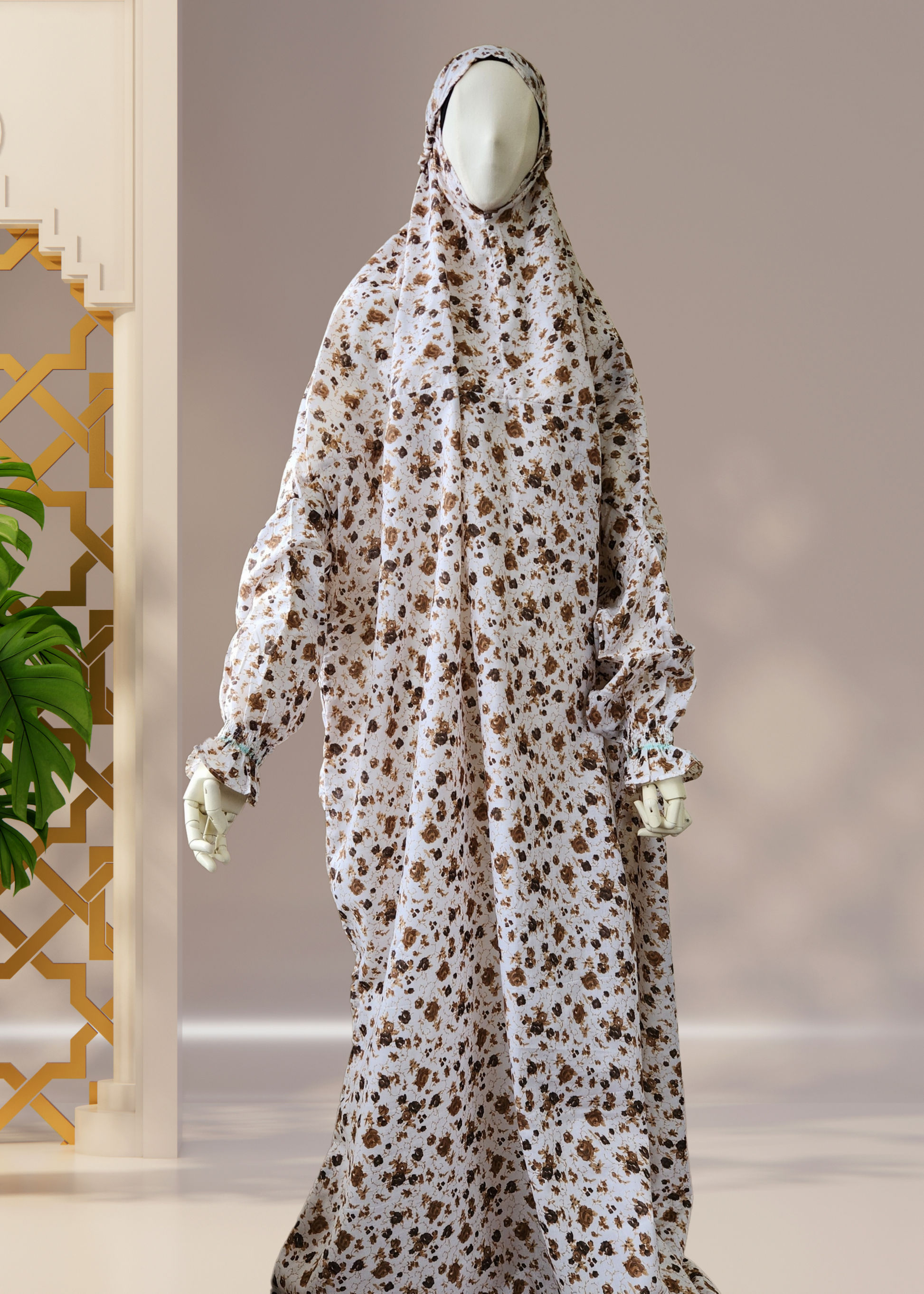 one piece prayer dress cotton Islamic Women's Simplicity One Piece Prayer Dress With Attached Hijab