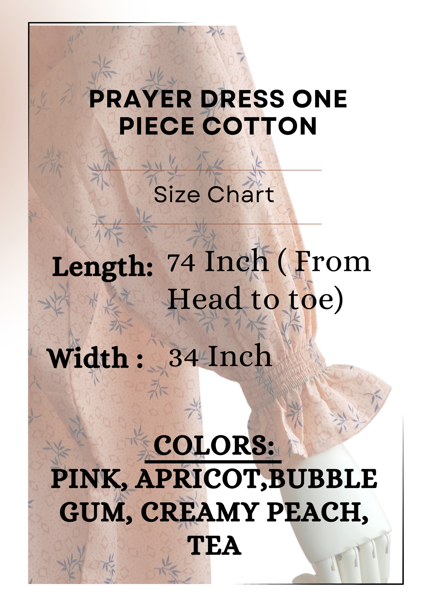 One-Piece Cotton Prayer Dress/ Salah Dress - Khushu Modest Wear