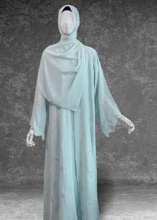❄️ Aqua Mint Abaya – Cool Tones, Soft Flow ❄️
