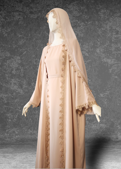 The Honeydew Glaze Abaya Set - 3-piece set